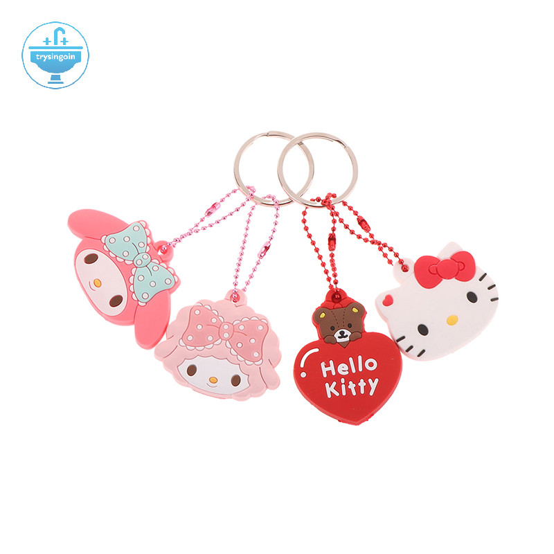 [trysingoin] Sanrio Key Protective Caps Set Kawaii My Melody Hello Kitty การ์ตูน PVC Key Cover พวงกุญแจแบบพกพาผู้ถือ TH