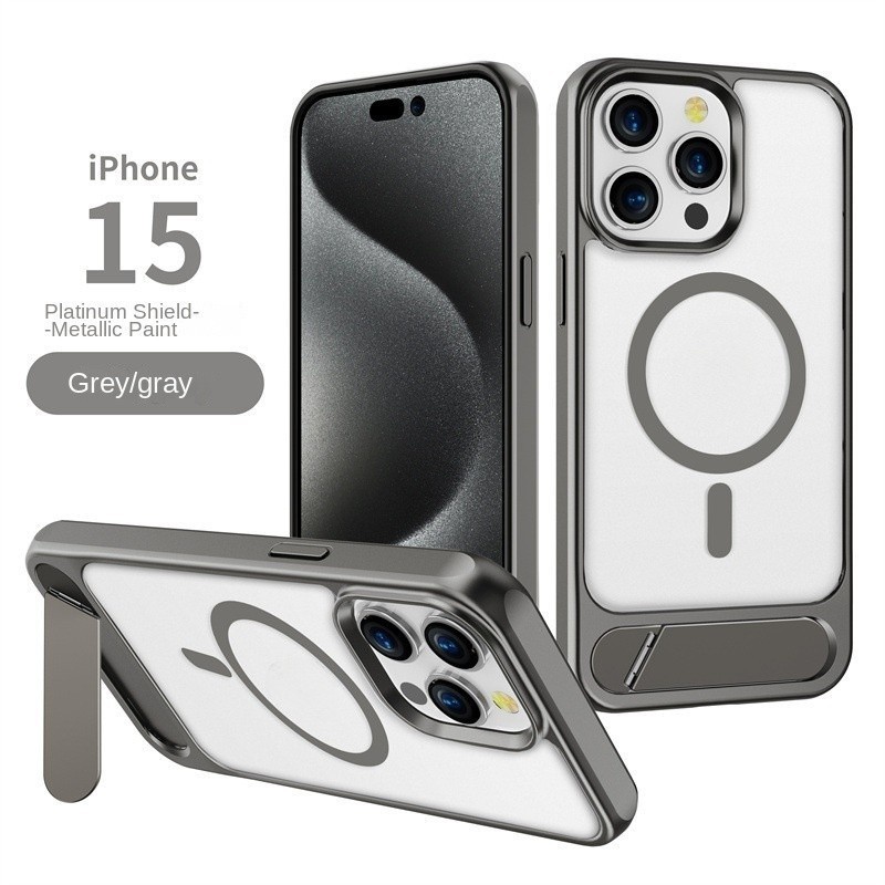 หรูหราเคลือบโปร่งแสงโลหะแม่เหล็กที่มองไม่เห็นยึดกรณีโทรศัพท์สำหรับ iPhone 15 14 13 12 PROMAX 14 15พลัส11ไร้สายชาร์จป้องกันการวางฮาร์ดปกหลังอุปกรณ์เสริม