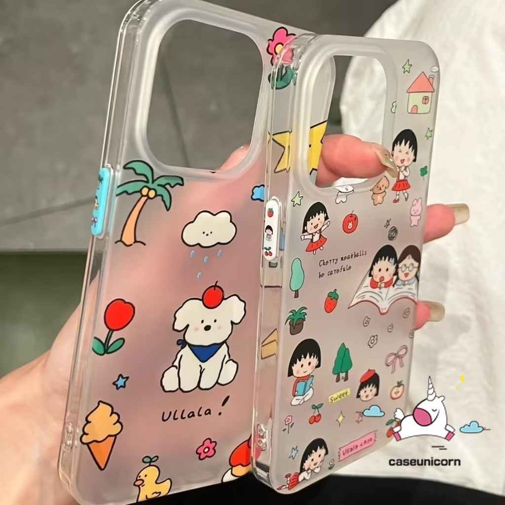น่ารัก Chibi Maruko-chan การ์ตูนตลกลูกสุนัขสําหรับ IPhone 15 14 13 12 11 Pro MAX 7Plus XR X 6 8 6s 7 Plus XS MAX SE 2020 นุ่มโปร่งใสขนาดใหญ่กรณี Frosted