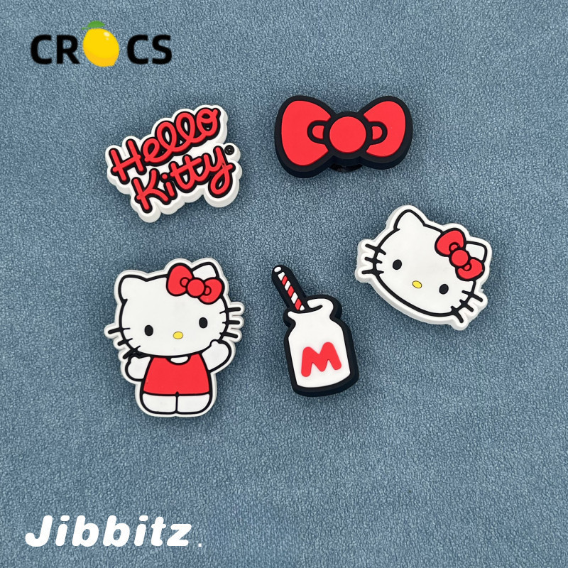 9 ชิ้น\set Jibbitz Crocs Charm เข็มขัดหัวเข็มขัดอุปกรณ์ตกแต่งรองเท้าน่ารัก Hello Kitty Cat
