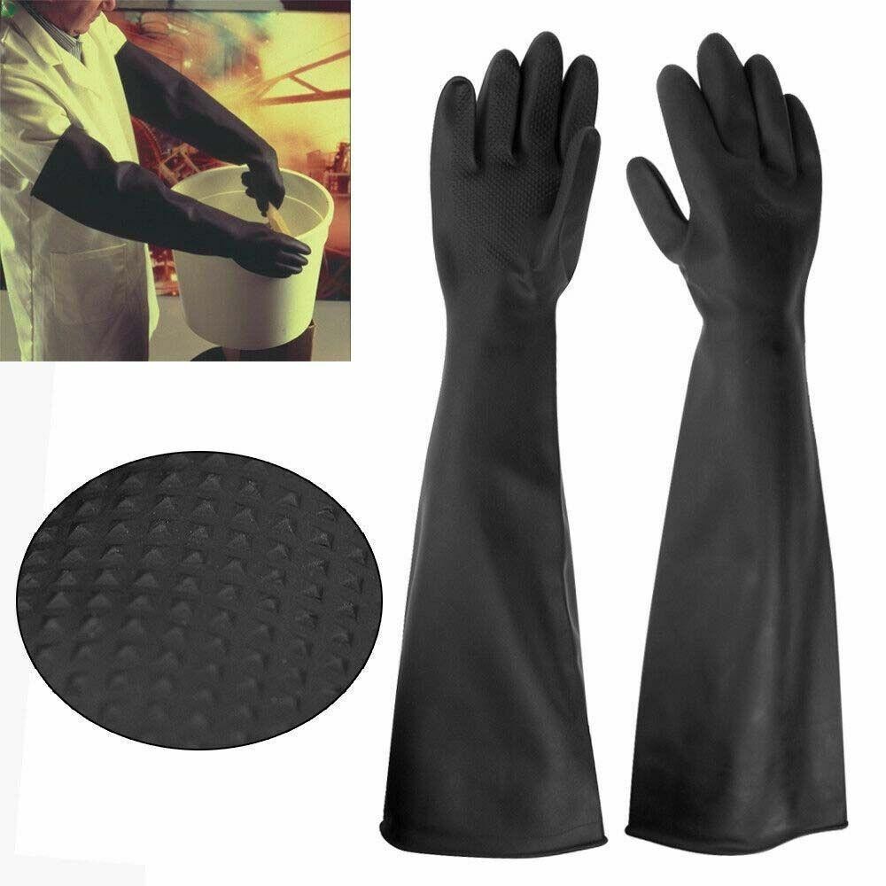 NEEDWAY ถุงมือยาง แบบยาว ด่างดํา ป้องกันสารเคมี เพื่อความปลอดภัย สําหรับห้องปฏิบัติการ