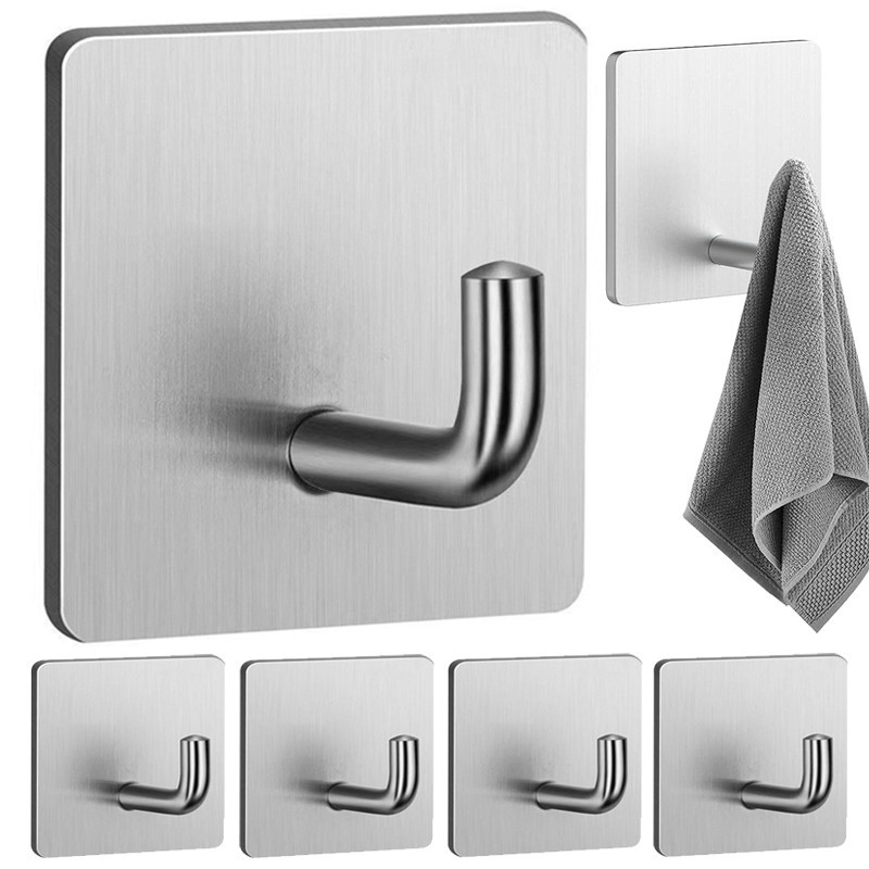 ตะขอแขวนผ้าเช็ดตัวแบบมีกาวในตัว-ตะขอแขวนผนังสแตนเลสสําหรับงานหนัก-ตะขอเก็บของอเนกประสงค์ที่บ้าน-กันน้ํารับน้ําหนักที่แข็งแกร่ง-สําหรับเสื้อ, กระเป๋า, หมวก, ผ้า