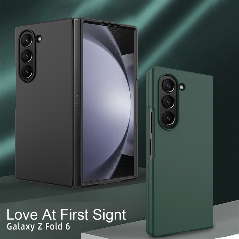 Slim Skin Feel Oil Spray Folding Case Samsung Galaxy Z Fold 6 Z Fold 5 Z Fold 4 Ultra Thin Casing Solid Color กันกระแทกฝาหลัง Fold6 Fold5