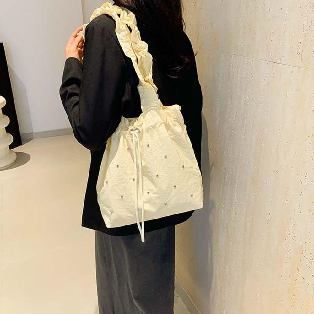 Uumir กระเป๋าถือ Drawstring, กระเป๋า Messenger สี Candy Sweet Nylon กระเป๋าผ้า, ของขวัญความจุขนาดใหญ่กันน้ําแฟชั่นกระเป๋าถือจีบยืดหยุ่น