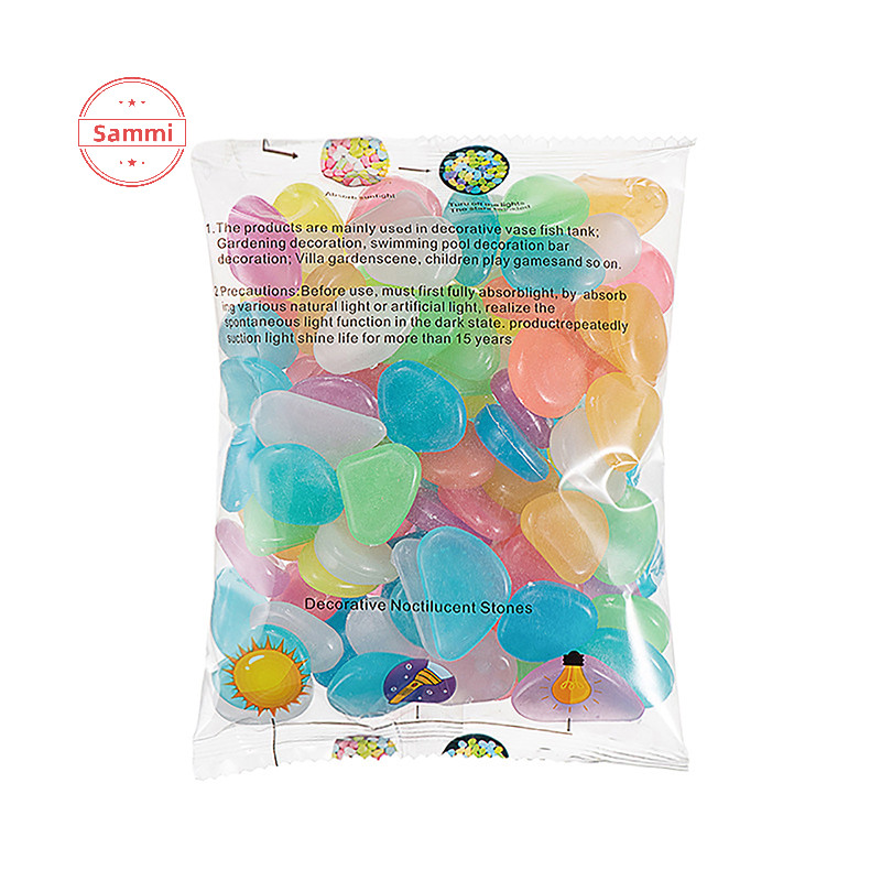 Sammi 100 ชิ้นสวนหินเรืองแสงเรืองแสงในที่มืดตกแต่ง Pebbles อุปกรณ์เสริม TH