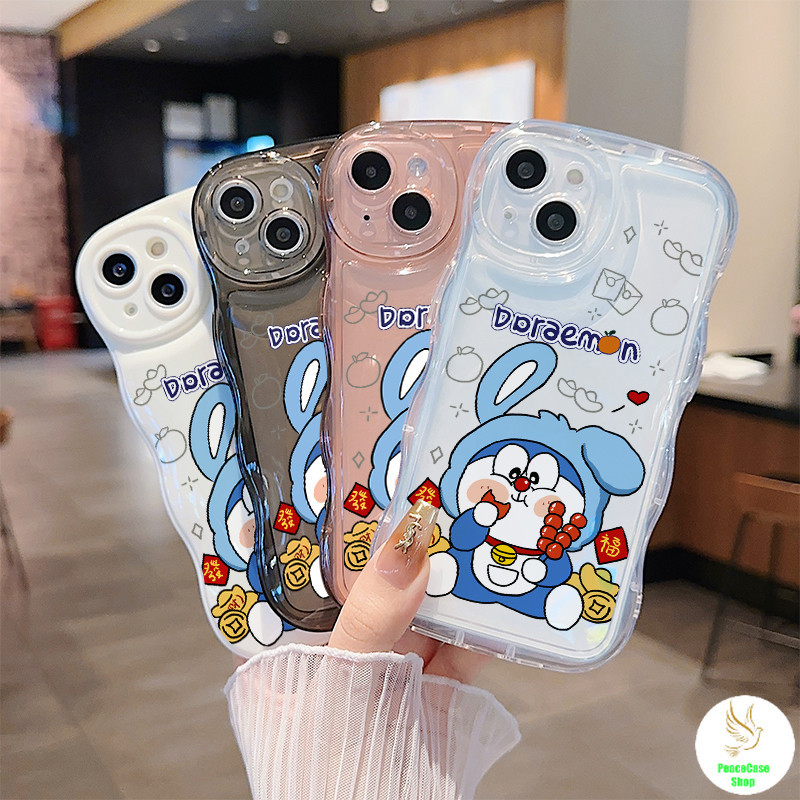 COD-ในไทย เคสแฟชั่น โดราเอมอนน่ารัก สวมผ้าโพกศีรษะหูกระต่าย สําหรับiPhone 7 8 X 11 12 13 14 15 TPU เคสซิลิโคนใส กันกระแท