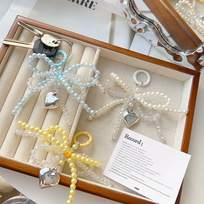 พวงกุญแจคริสตัลมุก-ผู้หญิงโทรศัพท์เชือกเส้นเล็กเครื่องประดับ-ผู้ถือกุญแจรูปโบว์คู่-เกาหลีสไตล์ อิน หวานประณีต- 3ง รักจี้หัวใจ - รูปที่ 5