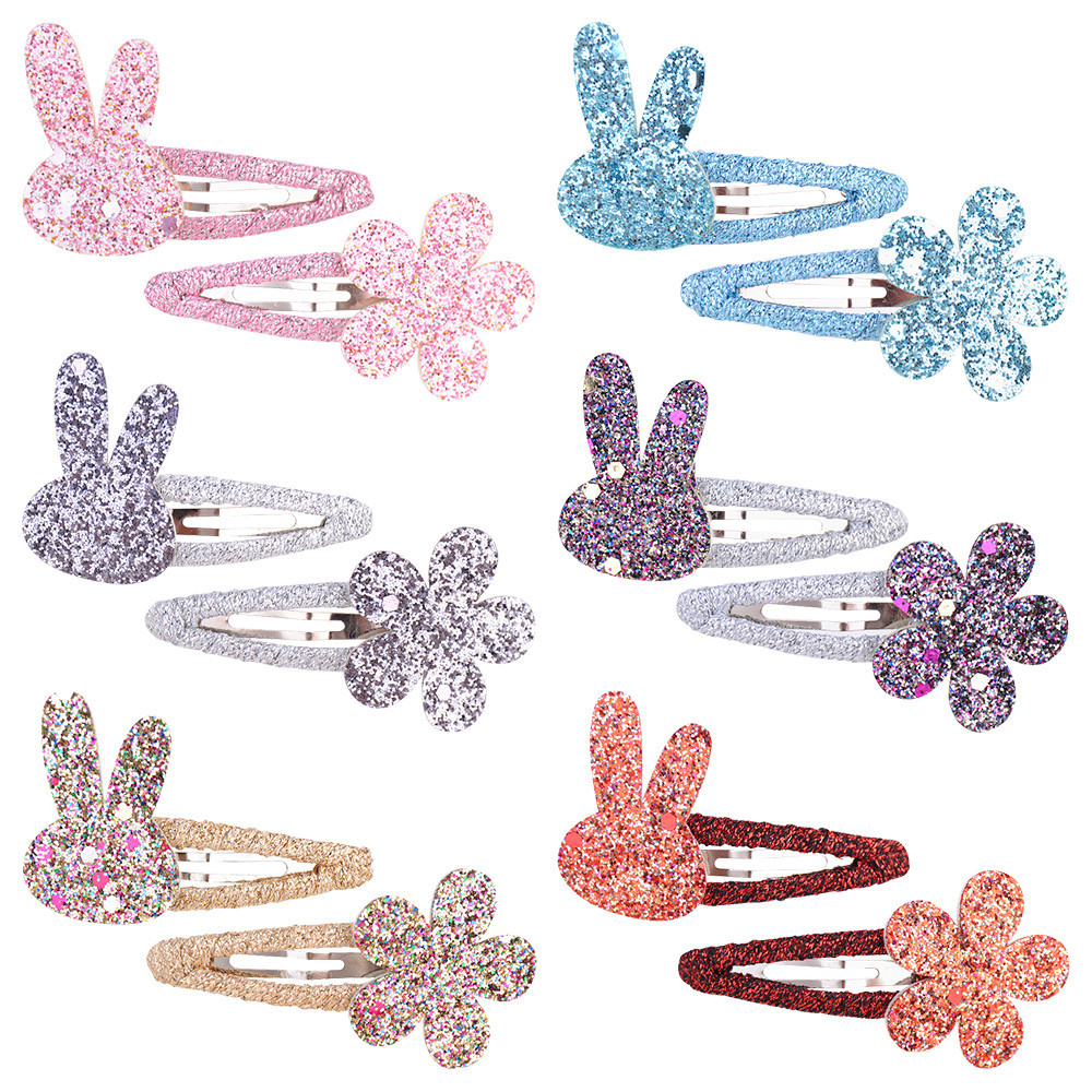2 ชิ้น/เซ็ตหวาน BB Glitter Hairpins สําหรับเด็กทารกกระต่ายดอกไม้คลิปผม Barrettes Headwear แฟชั่นเด็กน่ารักอุปกรณ์เสริมผม