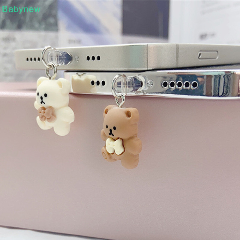 <Babynew> ปลั๊กกันฝุ่นโทรศัพท์หมีน้อยน่ารักอุปกรณ์เสริมโทรศัพท์จี้ตกแต่งสําหรับ IPhone Type-C ชาร์จอินเทอร์เฟซคู่ลดราคา