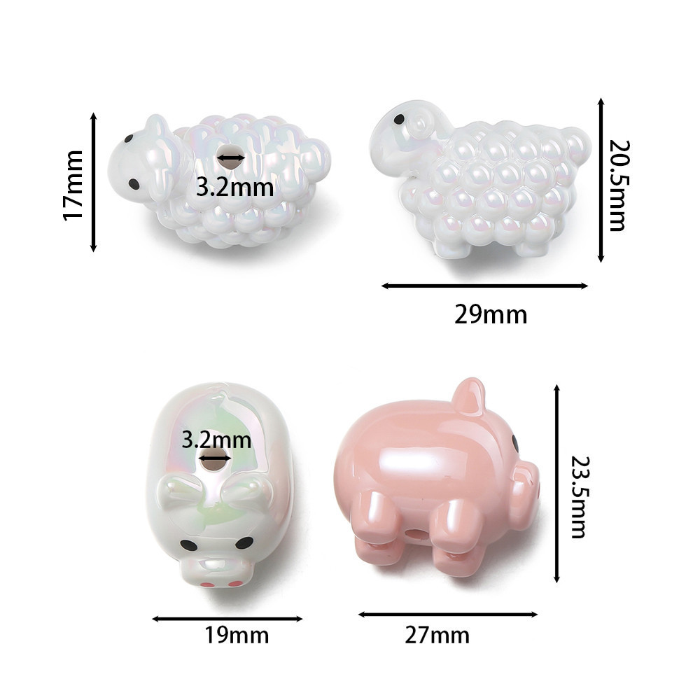 St. kunkka 1 ชิ้นอะคริลิคน่ารักแกะลูกหมูลูกปัดสีสันสดใสลูกปัดหลวม DIY ทําสร้อยข้อมือสร้อยคอลูกปัดเครื่องประดับวัสดุอุปกรณ์เสริม — صورة 2