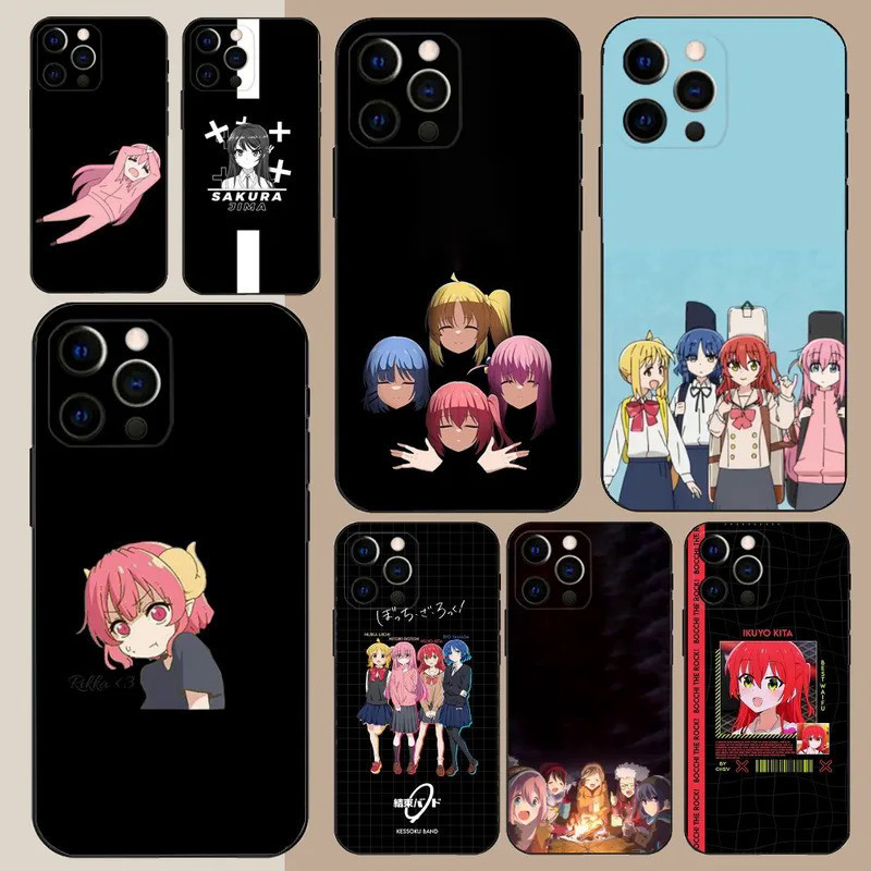 อะนิเมะ B-Bocchi The Rock-S เคสโทรศัพท์สําหรับ Apple iPhone 15,14,13,12,11,Pro,X,XS,Max,XR,Plus,Mini Soft Black Cover kz0