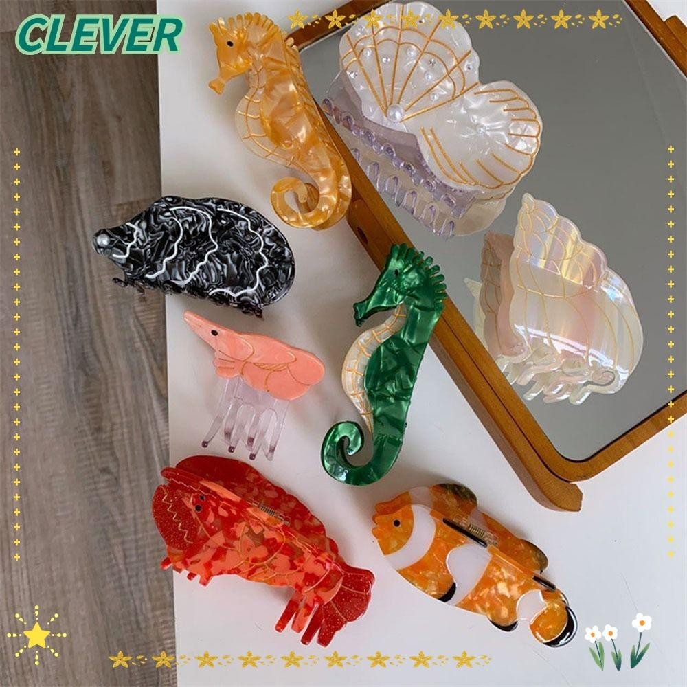 Clever Shark Hair Claw, Marine Animal Marine Biology Series Hairpin, Creative อะคริลิคเรขาคณิตคลิปผมแต่งหน้า