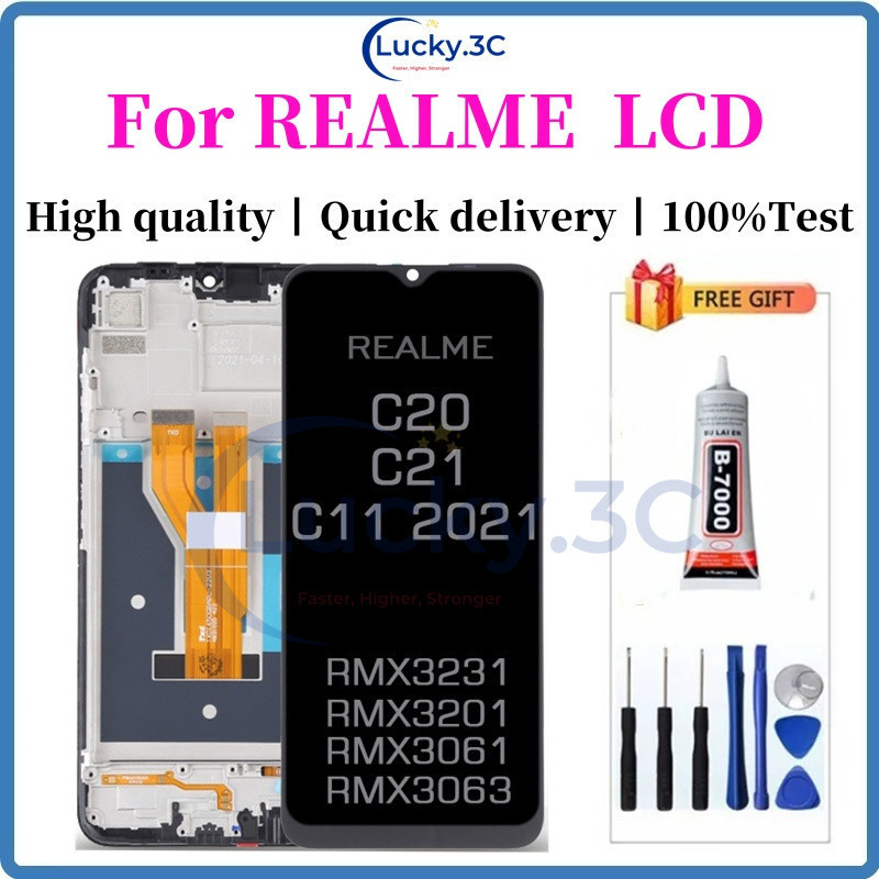 สําหรับ REALME C11 2021 C20 C21 RMX3231 RMX3201 RMX3061 RMX3063 หน้าจอสัมผัสเปลี่ยนกรอบ
