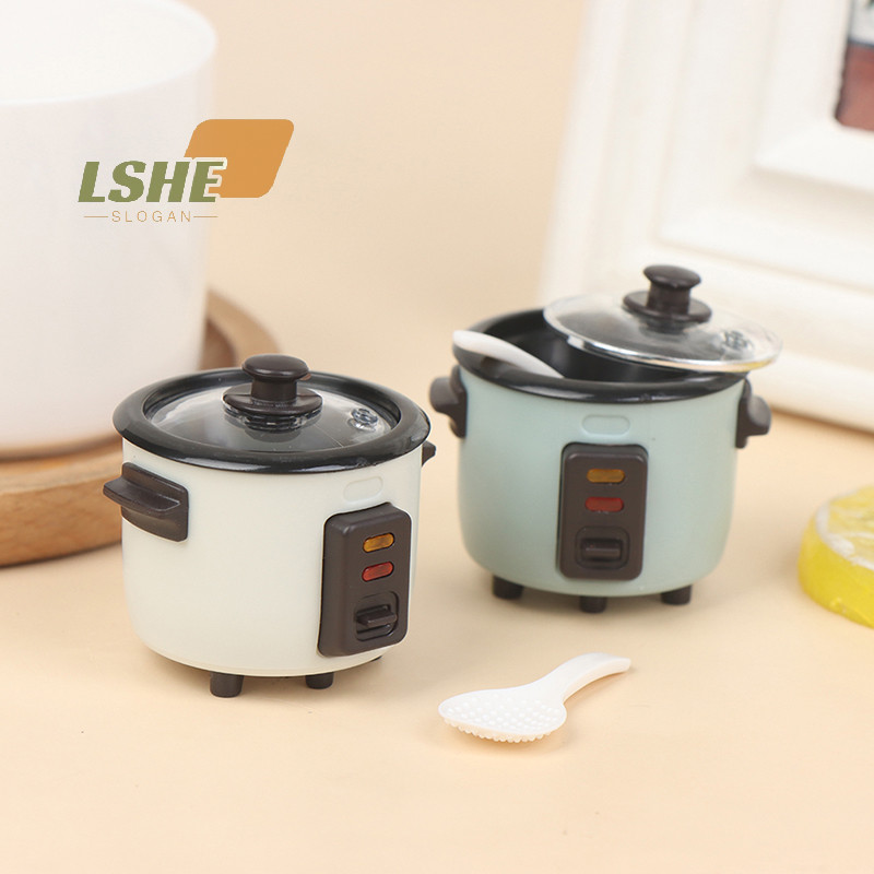 [LSHE] 1:12 Dollhouse Mini Rice Cooker W/ ช้อนข้าวเครื่องครัวรุ่นทําอาหารใหม่