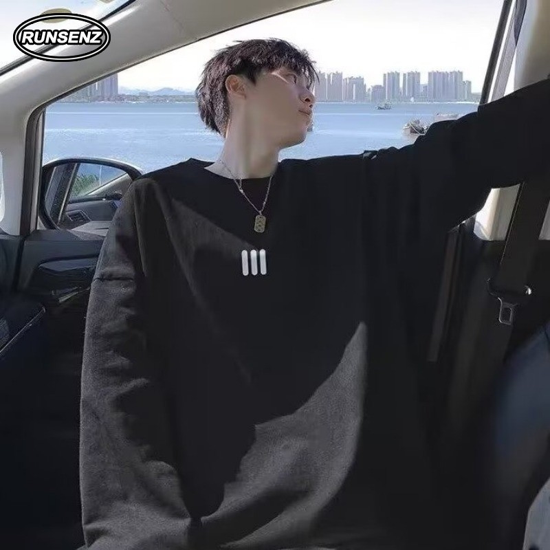 M-8xl แฟชั่นเกาหลีเสื้อยืดสีขาวผู้ชายขนาดบวกเสื้อยืดแขนยาวที่เรียบง่ายหลวมสบายๆขนาดใหญ่ด้านบน