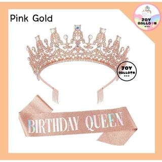สายสะพายพร้อมมงกุฎวันเกิด Birthday Girl / Queen / King ทั้งชุด 2 ชิ้น พร๊อบถ่ายรูปงานปาร์ตี้วันเกิด พร้อบ พร็อพ Props...