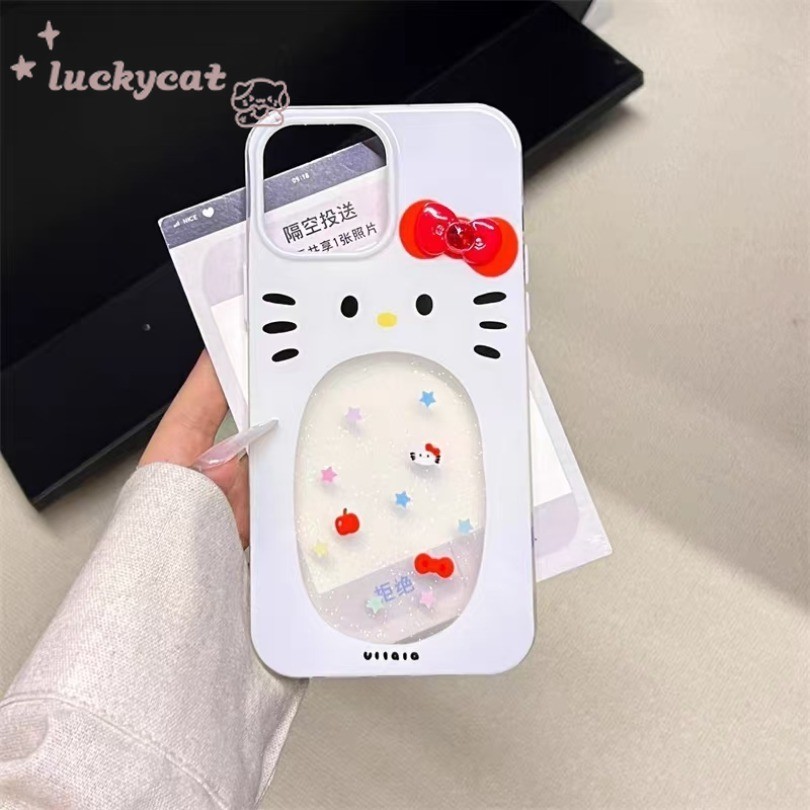 Iphone 15 14 13 12 11 Pro Max X XR XS Max 7 8 6 6s Plus SE2020 เคสโทรศัพท์ Ins แมวน่ารักสีแดงโบว์ Bling Clear Soft Cover