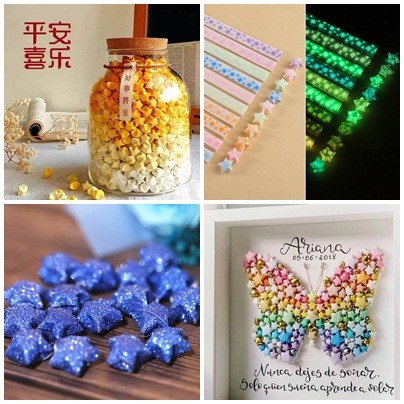 หลากสี DIY Star Origami Ins Creative Wishing ขวดตกแต่ง Origami Handmade ของขวัญวันหยุด