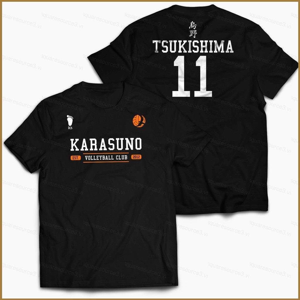Sq3 ไฮคิว!! Karasuno อะนิเมะ Tshirt แขนสั้น Unisex หลวม Tee แฟชั่น Hinata Tsukishima Kageyama เสื้อ Plus ขนาด