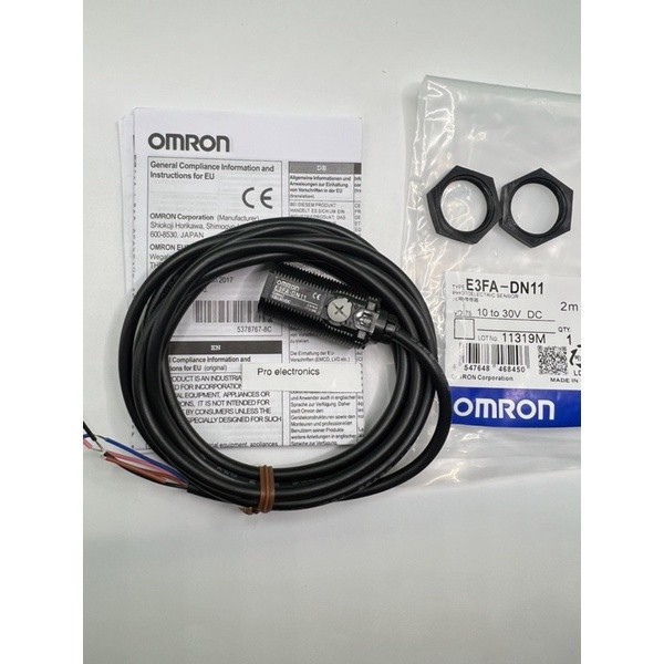PHOTO SENSOR  E3FA-DN11 ระยะจับ 100mm  NPN 10-30VDC ทรงกระบอก M18 สายยาว 2m โฟโตอิเล็กทริคเซนเซอร์