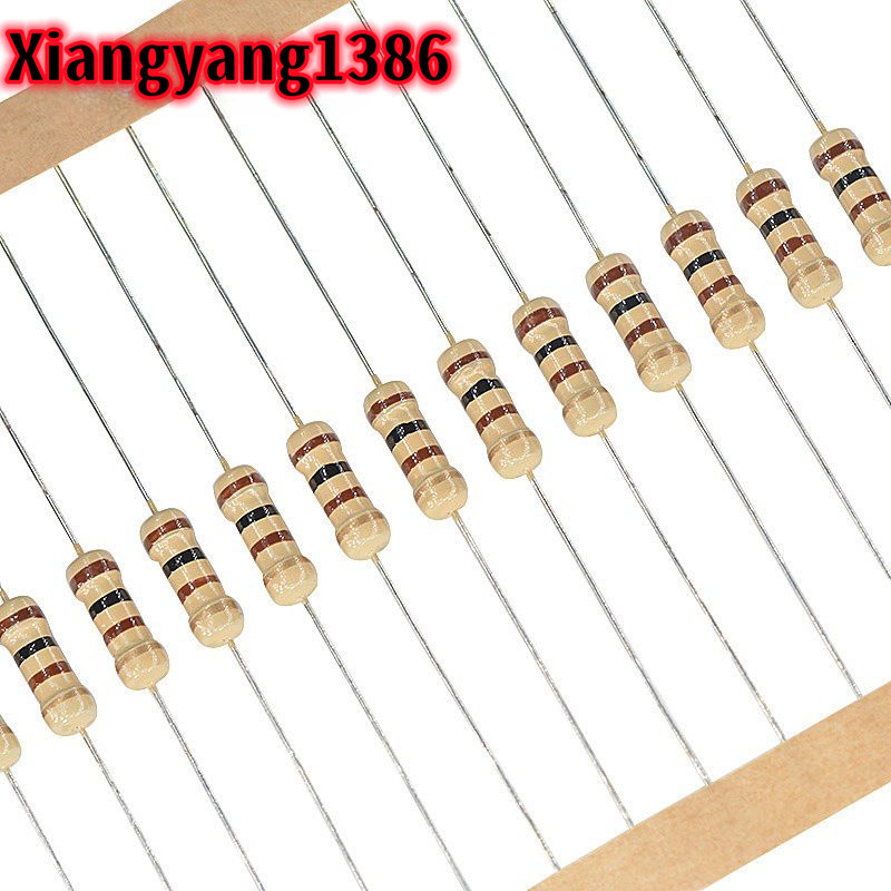 100pcs 1/4W ตัวต้านทานฟิล์มคาร์บอน 0.25W 5% 1R-1M 1R 1.5R 10R 12R 15R 20R 100R 120R 200R 1K 1.2K 1.5