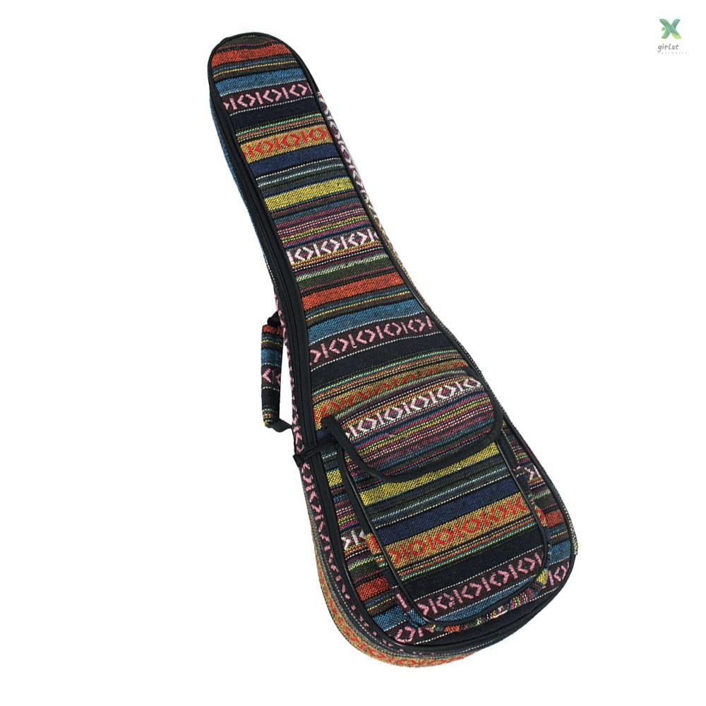 พิเศษสไตล์แห่งชาติ 23 "Ukelele Ukulele Uke กระเป๋ากระเป๋าเป้สะพายหลัง 6 มม.ผ้าฝ้าย Padding ทนทานสีสันสายคล้องไหล่ปรับได้สําหรับคอนเสิร์ต Ukeleleles