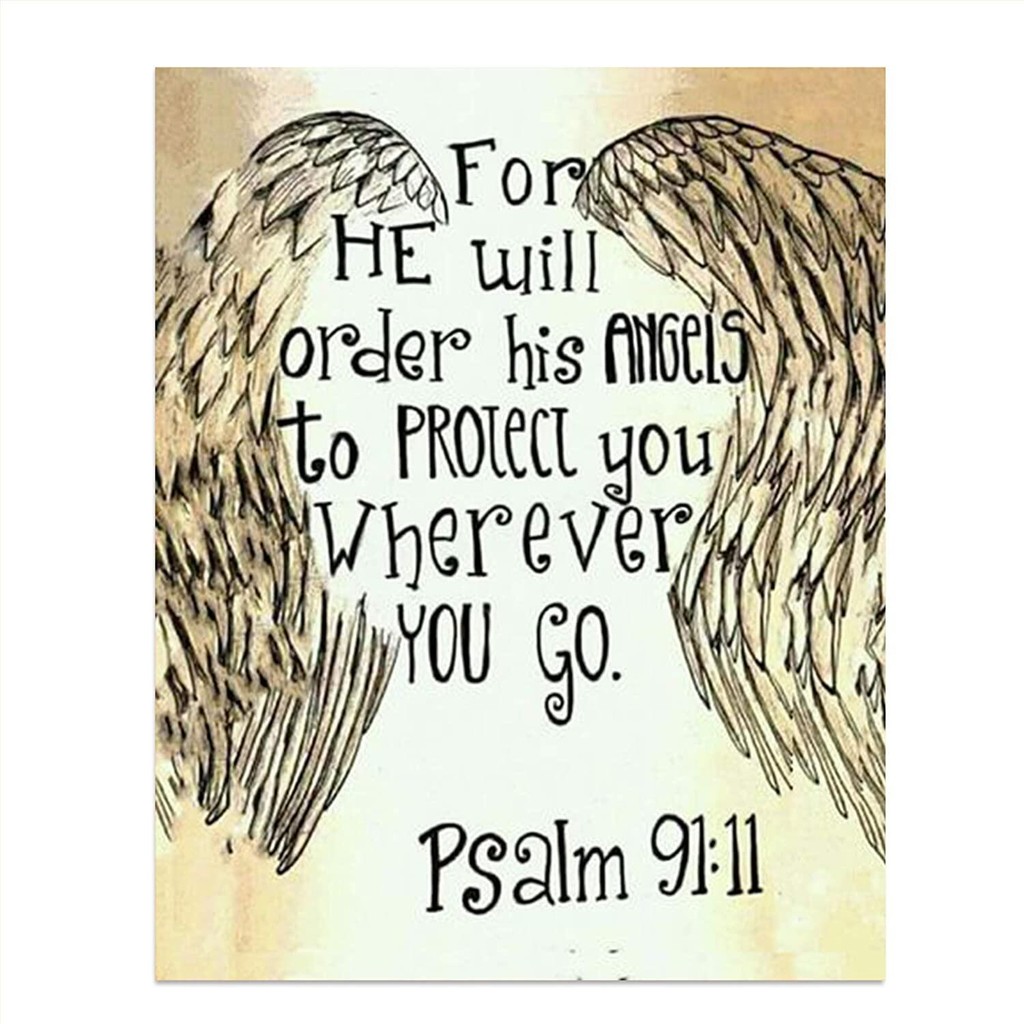 เทวดาของเขาจะปกป้องคุณอยู่ที่ไหนคุณ Go-Psalm 1:11 Bible Verse Wall Print-x1made Scripture Wall Art R