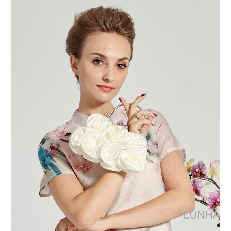 ผู้หญิงกระเป๋าถือจัดเลี้ยงงานแต่งงานอาหารค่ํา Rose ดอกไม้กระเป๋า