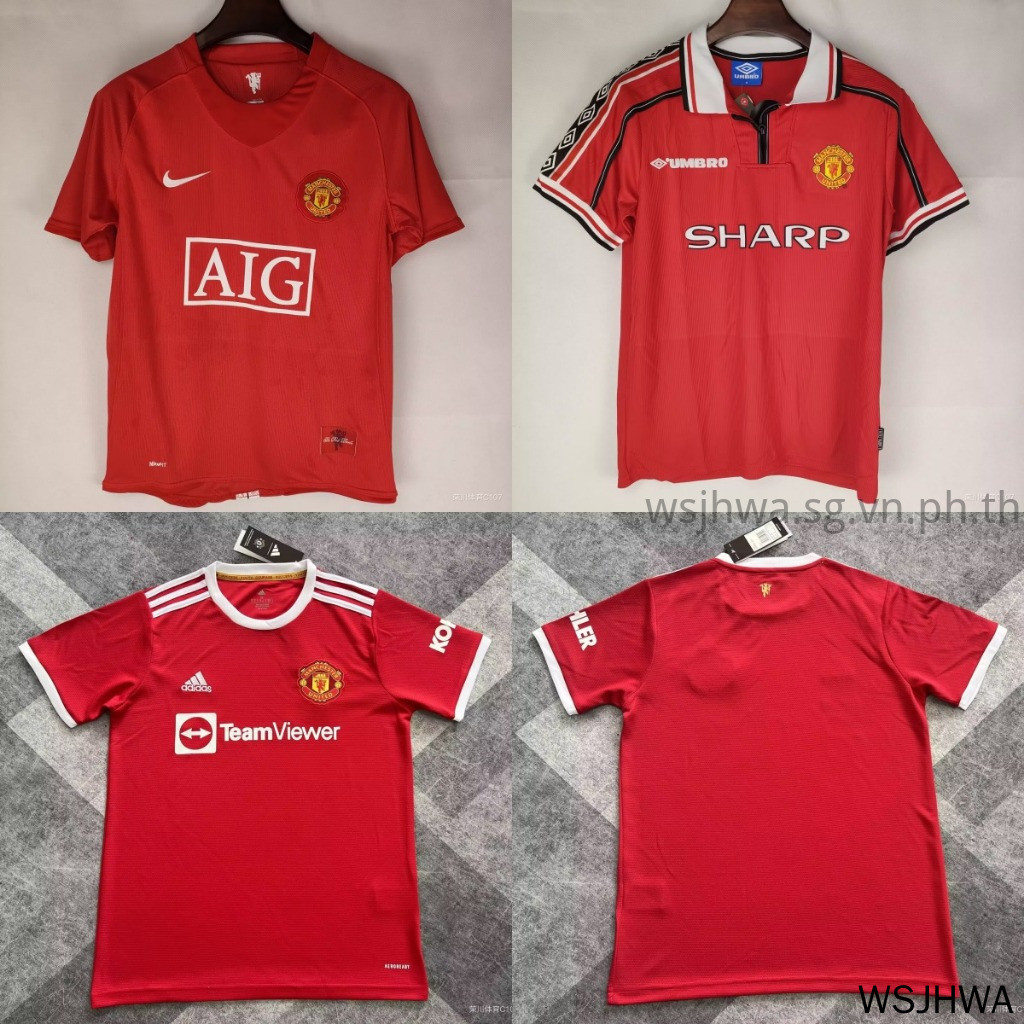Fan Version 07-08 21-22 MU Man United Home Jersey 1998 Man-Utd Retro Football Shirt