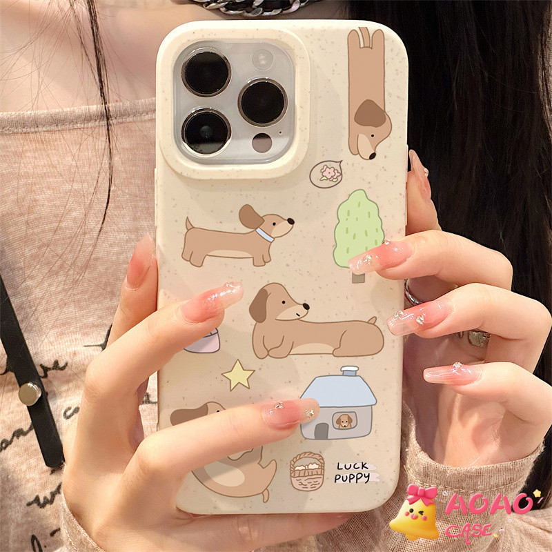 ลูกสุนัขไส้กรอกโชคดีมีความสุข เคสiPhone 13 11 15 14 12 Pro Max 7Plus XR 14 15 6s 8 7 6 Plus X XS MAX SE 2020