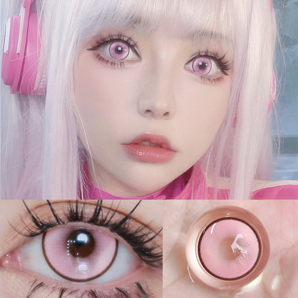 เกรด 1 คู่อะนิเมะคอสเพลย์สีคอนแทคเลนส์สีชมพูนักเรียน Softlens ฮาโลวีน