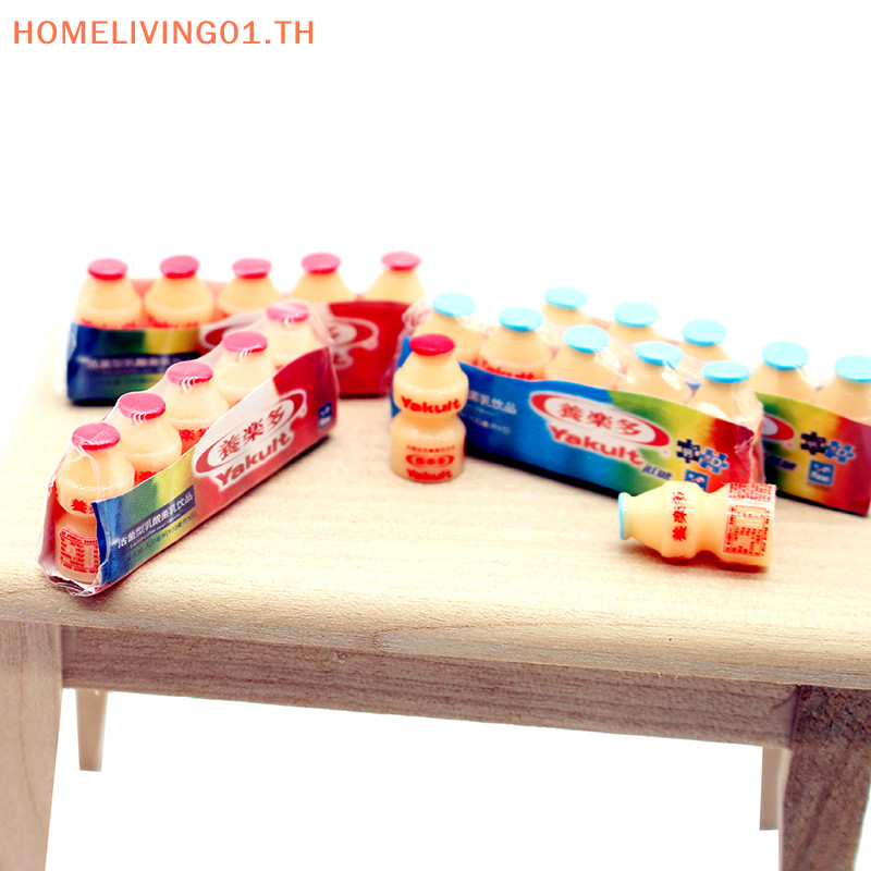 Onehome Dollhouse Mini แพคเกจพลาสติก Yakult เครื่องดื่มจําลองแกล้งทําเป็นเล่นตุ๊กตาเครื่องดื่มอาหารสําหรับตุ๊กตาอุปกรณ์ครัวตกแต่งของเล่น TH