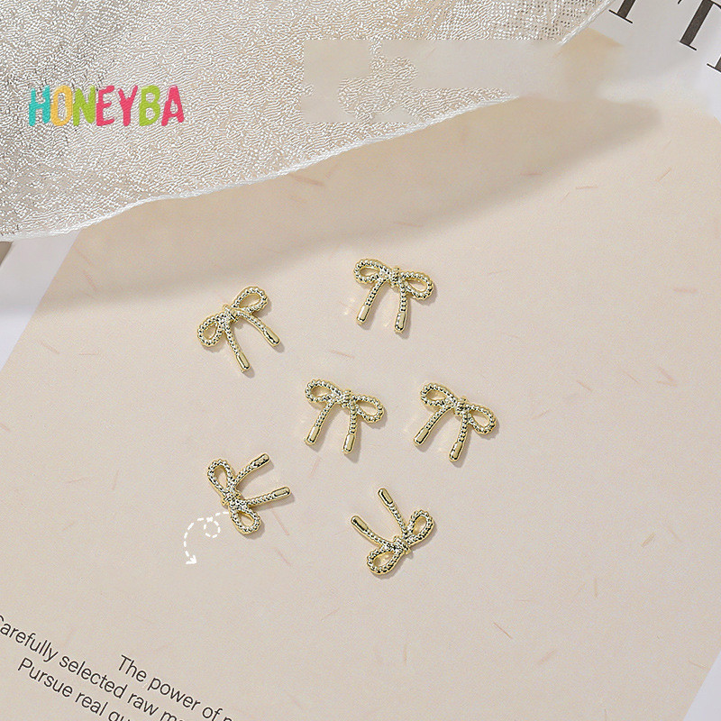 <Honeyba> 10pcs 3D Silver Gold Bowknotรูปเล็บChโลหะเล็บRhinestonesเล็บเครื่องประดับสําหรับDIYเล็บอุปกรณ์เสริมSon Nice - รูปที่ 5