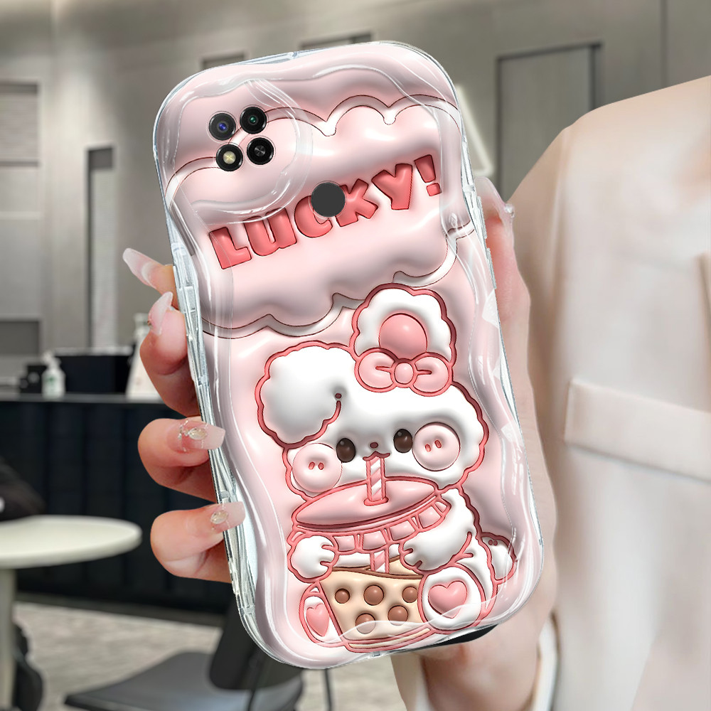 Xiaomi Redmi 9C 10A สําหรับแฟชั่นครีมเคสโทรศัพท์น่ารัก Hp Soft Sofcase Kesing กระต่าย Cassing 6145