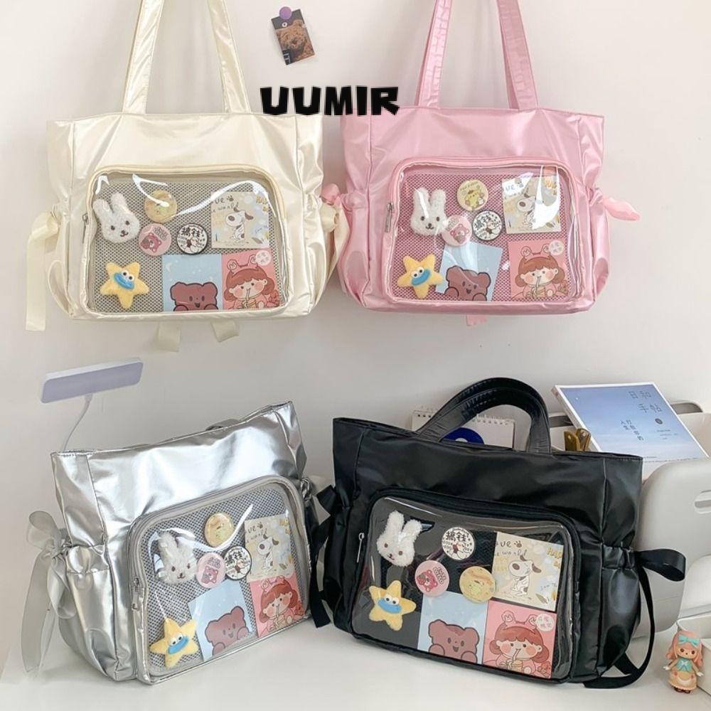 UUMIR กระเป๋าถือโปร่งใสกระเป๋าสะพายผ้าใบฮาราจูกุออกแบบนํามาใช้ใหม่ความจุขนาดใหญ่ กระเป๋า กระเป๋า ของใช้ประจําวัน