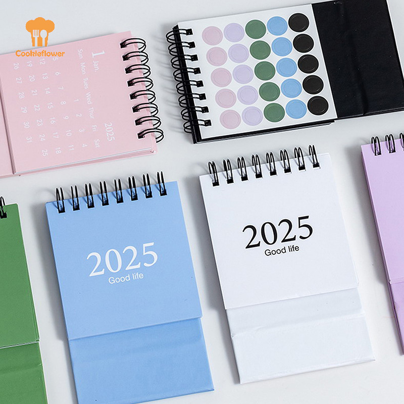 Ckfr 2025 Mini Simple Small Desk Calendar Pocket Portable Calendar Punch Plan Desktop Decoration ใหม่