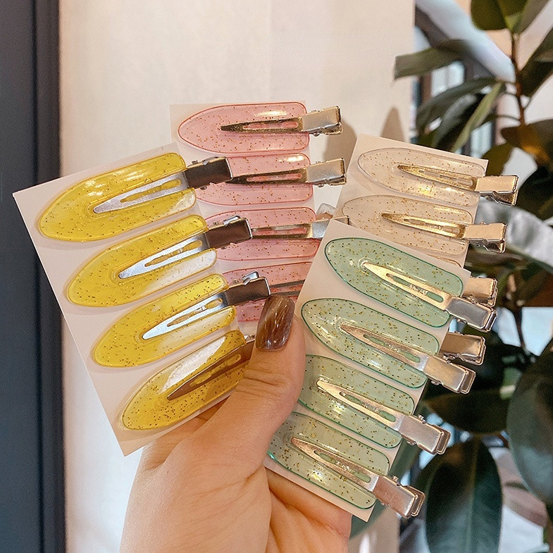 กิ๊บติดผมหน้าม้า แบบใส ไร้รอยต่อ ลายเลม่อน คลิปหนีบปากเป็ด สีสันสดใส