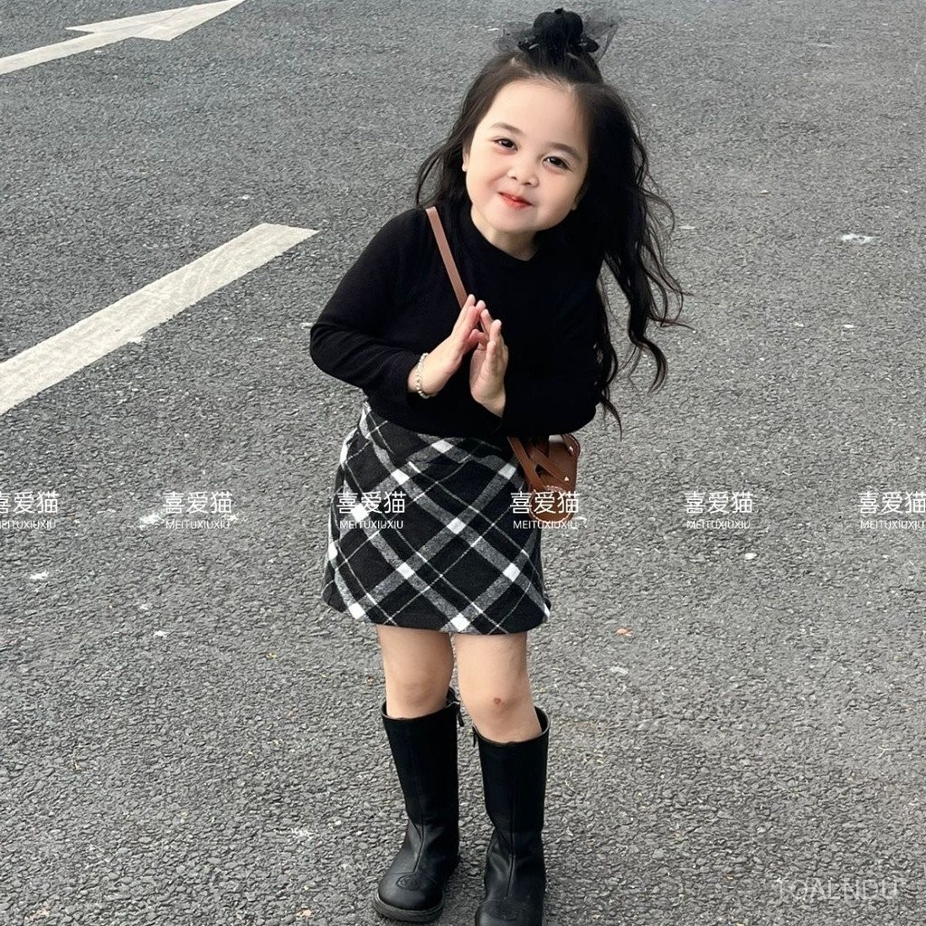 สไตล์ฤดูใบไม้ผลิและฤดูใบไม้ร่วงทรงเอเด็กผู้หญิงสไตล์ย้อนยุคกระโปรงสะโพกกระโปรงลายสก๊อตกระโปรงสั้นครึ่งตัวเอวสูงทำด้วยผ้าขนสัตว์6azw