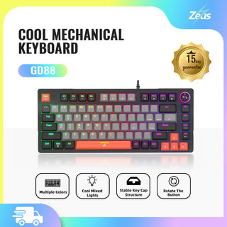 Zeus GD-88 Hot Swappable Mechanical Gaming Keyboard Wired 82 Keys Color Backlit With Volume Knob