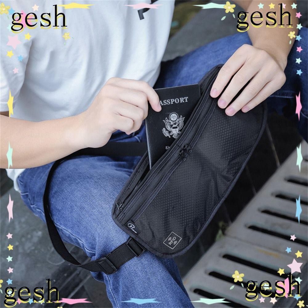 Gesh1 กระเป๋าคาดเอว, กระเป๋าสะพายข้างน้ําหนักเบาอเนกประสงค์, กระเป๋ากันขโมย RFID ผ้าไนลอนแฟชั่นสําหรับผู้ชาย