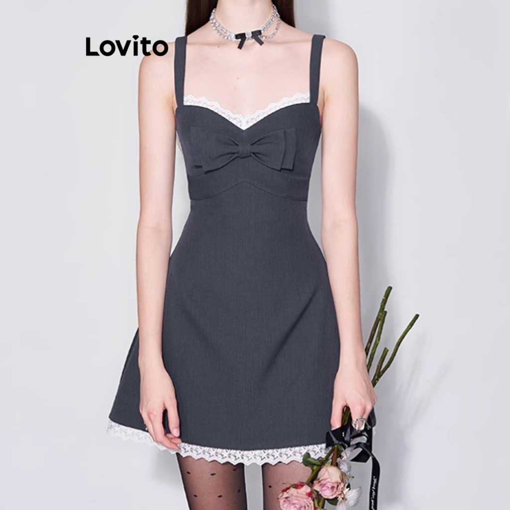 Lovito ชุดลำลองโบว์ธรรมดาสำหรับผู้หญิง LNA79213