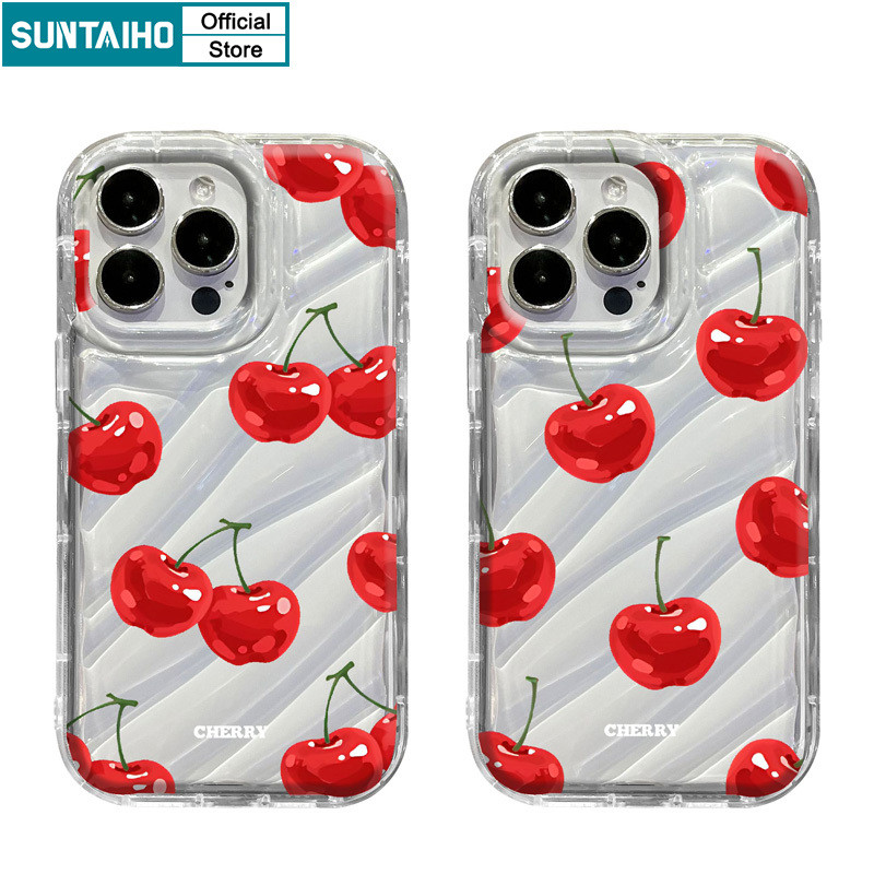 Suntaiho Coquette น่ารักปลอกรูปแบบเชอร์รี่เคสโทรศัพท์สําหรับ Iphone 15 14 12 13 11 Pro Max IP 7 8 Plus Iphon X Xs XR Xs Max TPU Soft Premium กันกระแทกปกหลัง