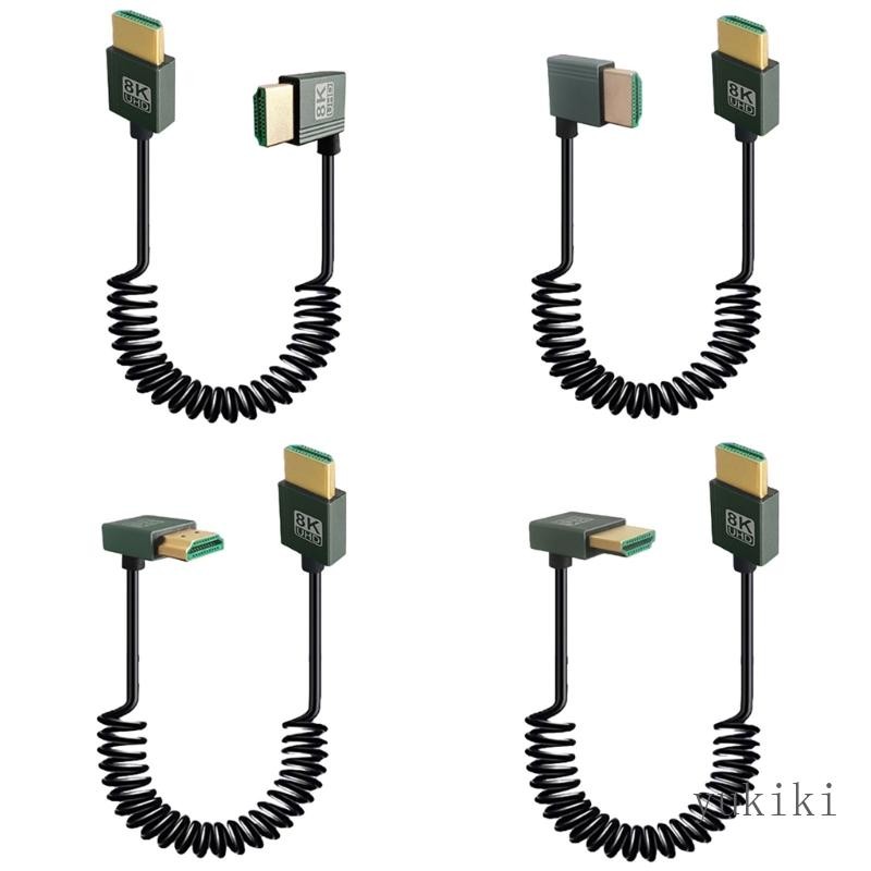 Kiki Fast Speed 8K HDMI Compatible Coiled Cable ยืดหยุ่น 48Gbps รองรับ HDMI 2 1 สายและ 4K 120Hz สําหรับกล้อง