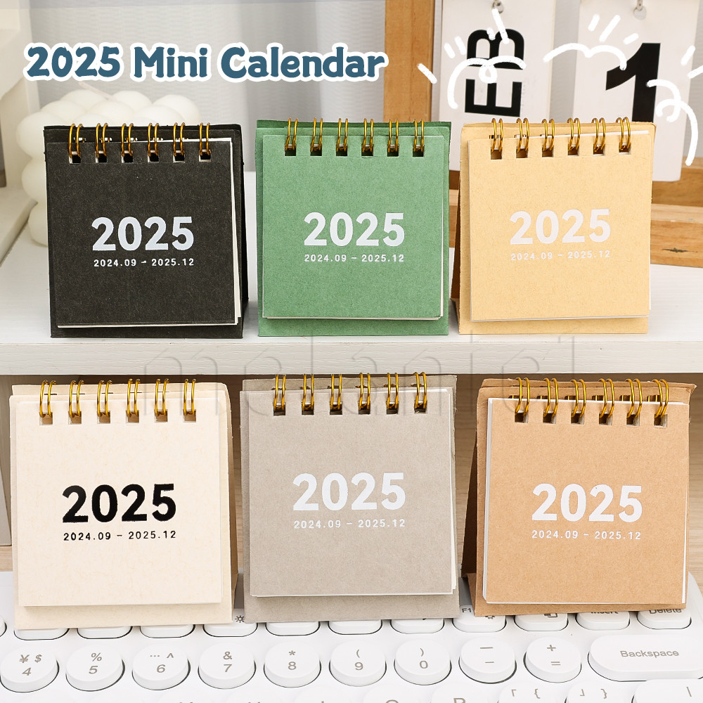 2025 ปฏิทินตั้งโต๊ะขนาดเล็กมินิ - อุปกรณ์ตกแต่งโต๊ะ - ปฏิทินพกพาพ็อกเก็ต - อุปกรณ์การเรียนสํานักงาน - ย้อนยุค เรียบง่าย สีเ