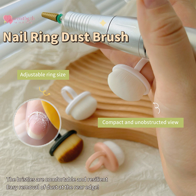 Renbg Nails Art แปรงปัดฝุ่นแปรงหัวเข็มขัดเจลรูปไข่ฝุ่นทําความสะอาด Make Up แปรงรูปแหวนเล็บเครื่องมือ TH