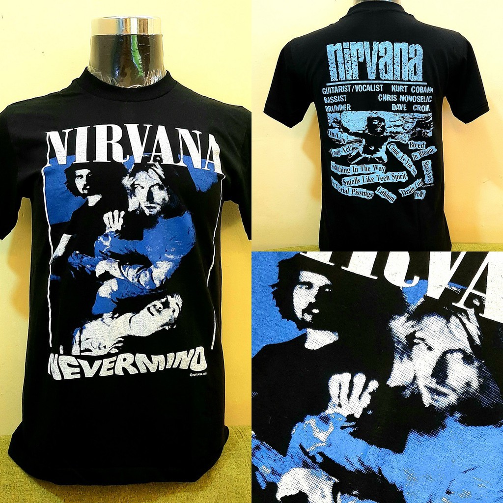 Baju Band Vintage Reprint Nirvana Nevermind 1991 เสื้อยืดวง