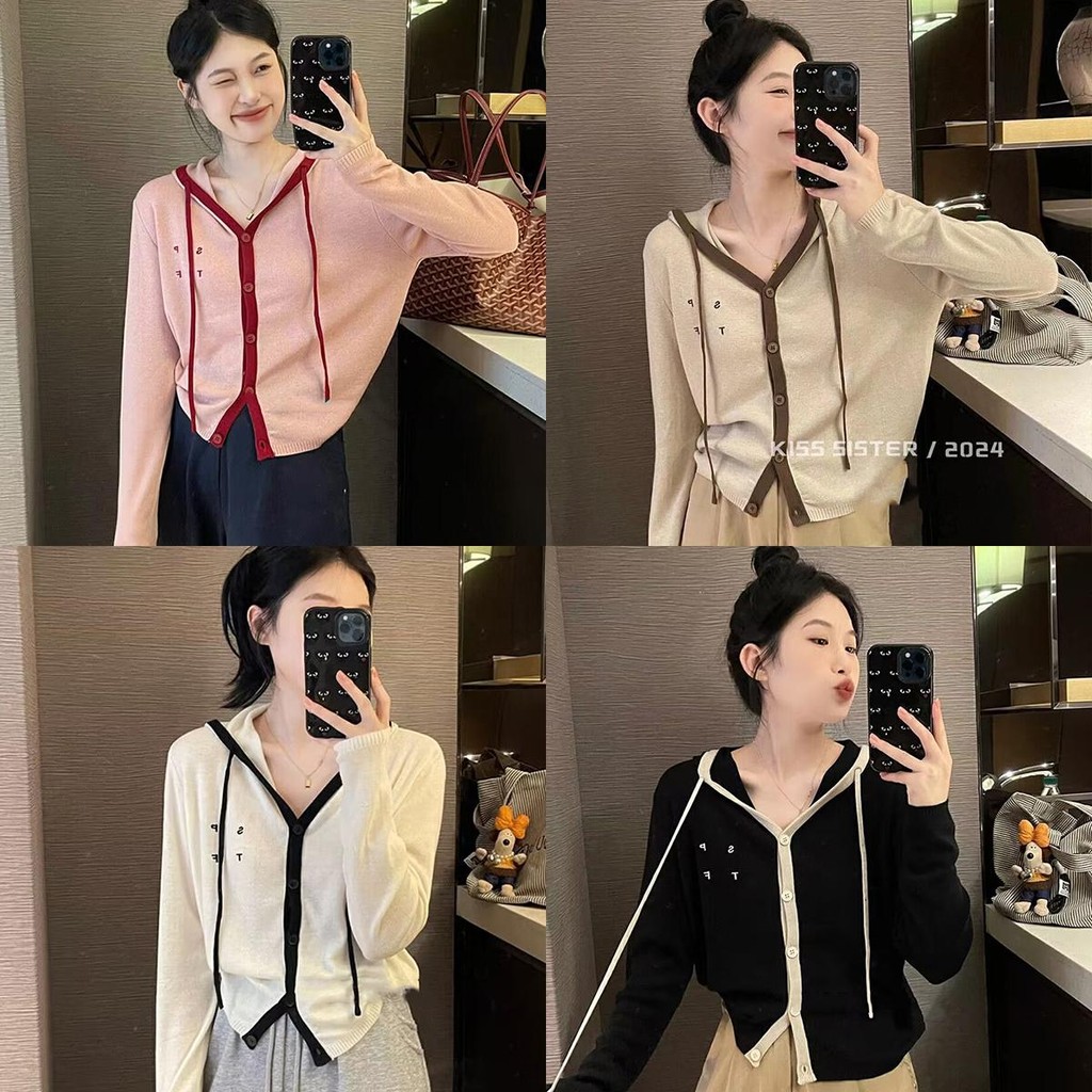 Lune_Grace เสื้อไหมพรมบางมีฮูดแขนยาวงานปัก กันแดดหรือใส่คลุมในห้องแอร์ก็ได้ ผ้านิ่มใส่สบาย-พร้อมส่ง-รุ่น70738