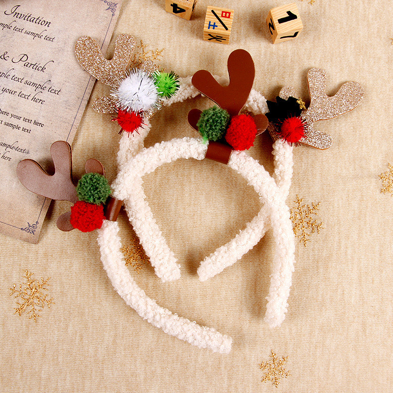 คริสต์มาส Sparkling Hair Hoop หญิง Plush Reindeer Willow Xmas Party คอสเพลย์ Headbands