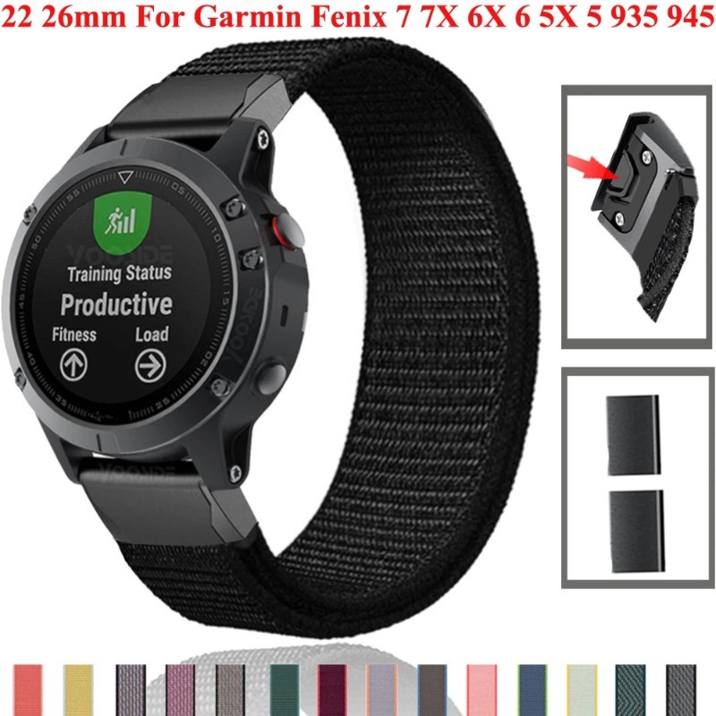 22 26 มม.สายนาฬิกาไนลอนสําหรับ Garmin Fenix 8 E 6 7 5 Fenix 6X 7X 5X plus 3 3HR Forerunner 935 945 Quick Release Smart Watch band