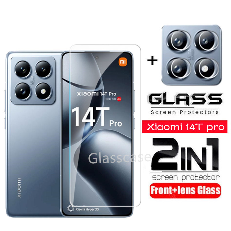 2 In 1 ป้องกันหน้าจอกระจกนิรภัยฟิล์มสําหรับXiaomi 15 14 13 T pro 15T 15Tpro 14T 14Tpro 13T 13Tpro Mi14T Mi14Tpro 5Gกล้องกลับเลนส์ป้องกันกระจกคลุมทั้งหมดฟิล์มด้านหน้า